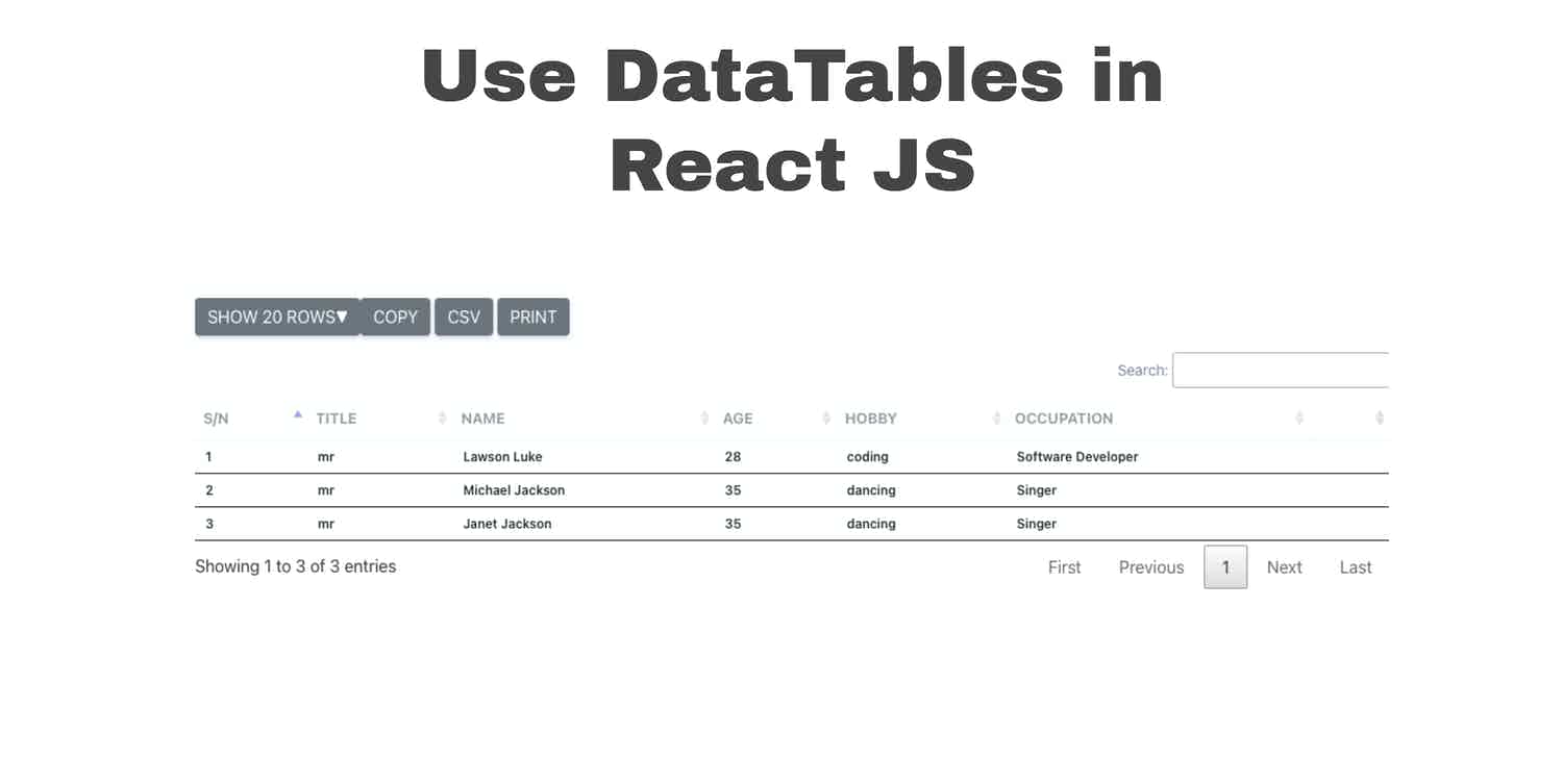 Use DataTable in React JS