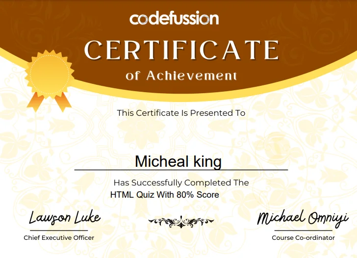 codefussion quiz certificate 
